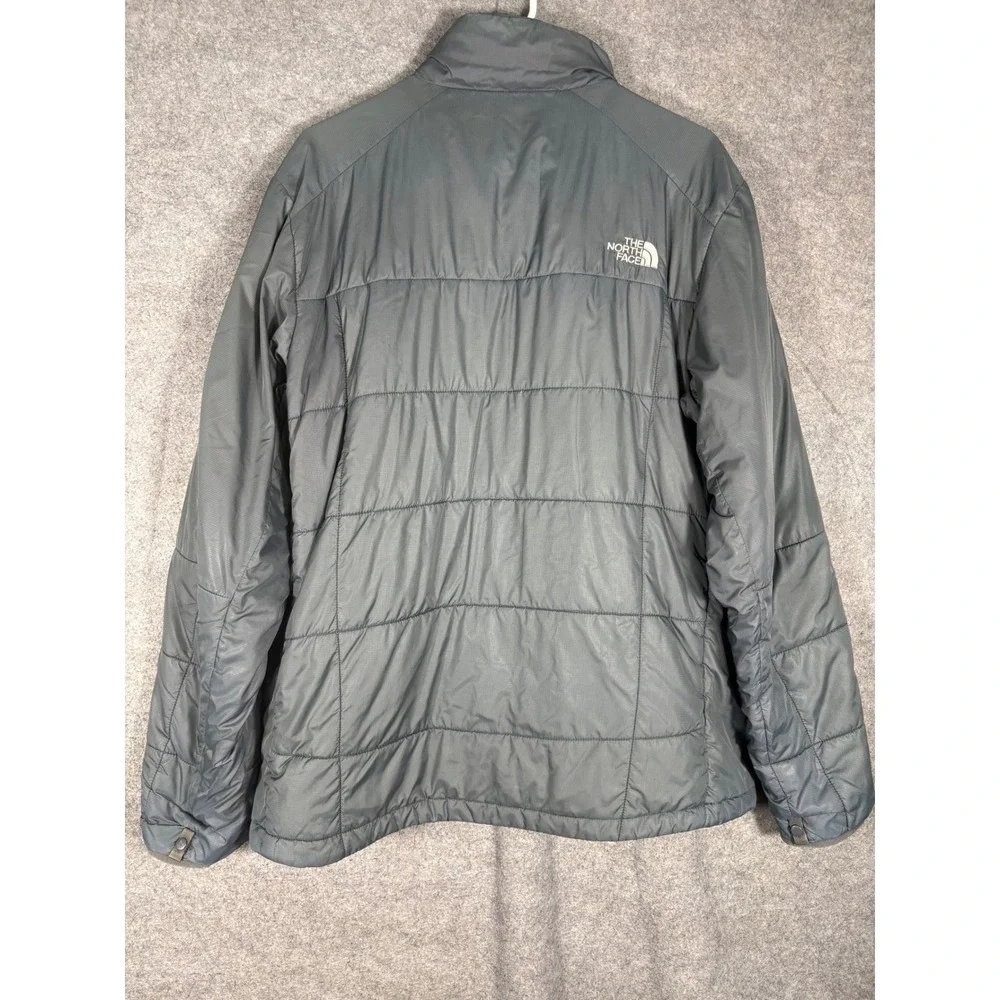The North Face Mens Gray Primaloft Insulated Puffer Jacket Full Zip Large F10